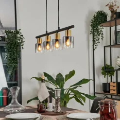 hofstein Suspension Leteque Noir, 4 lumières