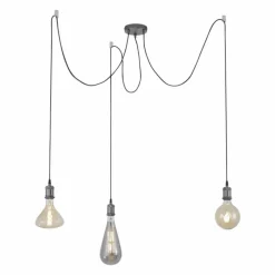 Lampes Industrielles-Luminaires Leuchten Direkt Suspension Leuchten Direkt DIY Noir, 3 lumières