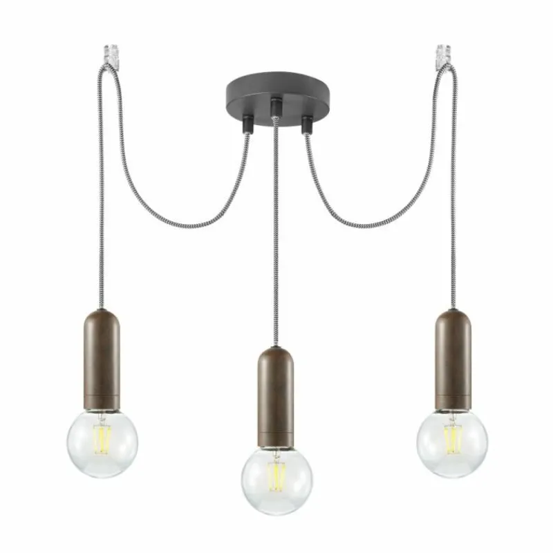Lampes Industrielles-Luminaires Leuchten Direkt Suspension Leuchten Direkt TURN ME Rouille, 3 lumières