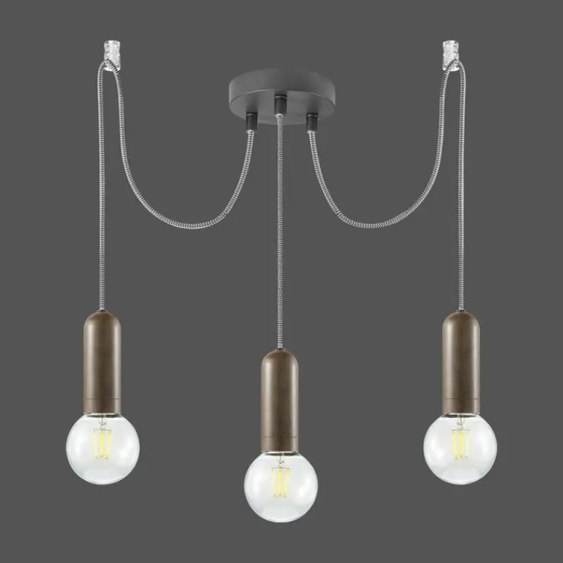 Lampes Industrielles-Luminaires Leuchten Direkt Suspension Leuchten Direkt TURN ME Rouille, 3 lumières