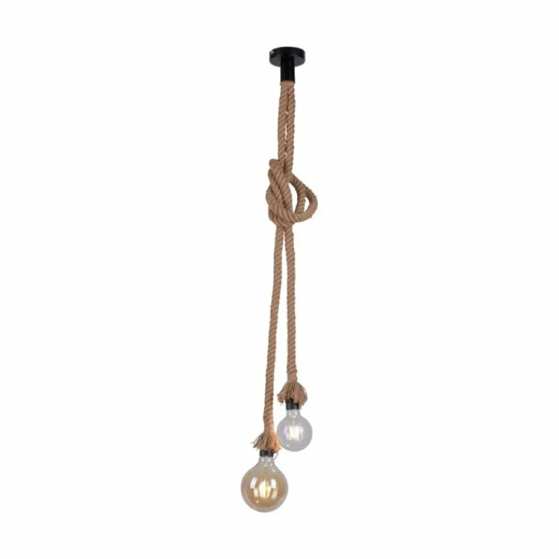 Style Boho-Chic-Luminaires Leuchten Direkt Suspension Leuchten Direkt ROPE Brun, Noir, 2 lumières