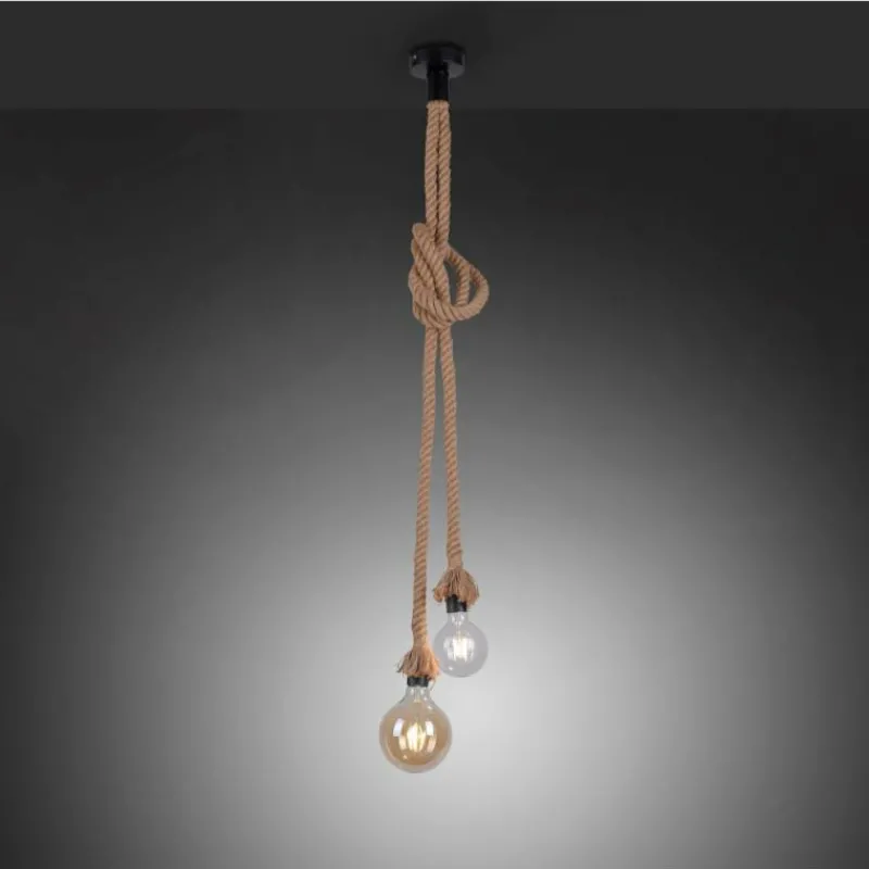 Style Boho-Chic-Luminaires Leuchten Direkt Suspension Leuchten Direkt ROPE Brun, Noir, 2 lumières