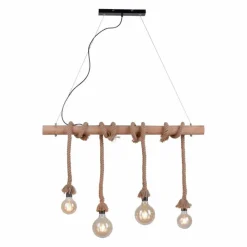 Style Boho-Chic-Luminaires Leuchten Direkt Suspension Leuchten Direkt ROPE Brun, Bois clair, Noir, 4 lumières