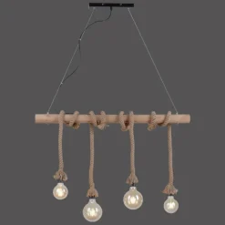 Style Boho-Chic-Luminaires Leuchten Direkt Suspension Leuchten Direkt ROPE Brun, Bois clair, Noir, 4 lumières
