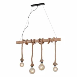 Style Boho-Chic-Luminaires Leuchten Direkt Suspension Leuchten Direkt ROPE Brun, Bois clair, Noir, 4 lumières