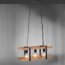 Luminaires Rustiques-Luminaires Leuchten Direkt Suspension Leuchten Direkt EDITH Bois clair, 3 lumières