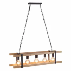 Lampes Industrielles-Luminaires Leuchten Direkt Suspension Leuchten Direkt EDITH Bois clair, 5 lumières