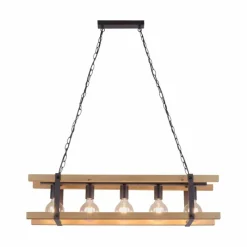 Lampes Industrielles-Luminaires Leuchten Direkt Suspension Leuchten Direkt EDITH Bois clair, 5 lumières