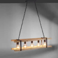 Lampes Industrielles-Luminaires Leuchten Direkt Suspension Leuchten Direkt EDITH Bois clair, 5 lumières
