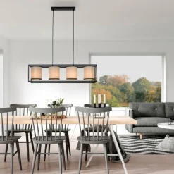 Lampes En Tissu-Luminaires Leuchten Direkt Suspension Leuchten Direkt RAVEN Noir, 4 lumières