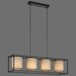 Lampes En Tissu-Luminaires Leuchten Direkt Suspension Leuchten Direkt RAVEN Noir, 4 lumières
