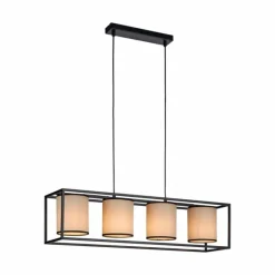 Lampes En Tissu-Luminaires Leuchten Direkt Suspension Leuchten Direkt RAVEN Noir, 4 lumières