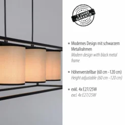 Lampes En Tissu-Luminaires Leuchten Direkt Suspension Leuchten Direkt RAVEN Noir, 4 lumières