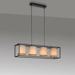 Lampes En Tissu-Luminaires Leuchten Direkt Suspension Leuchten Direkt RAVEN Noir, 4 lumières
