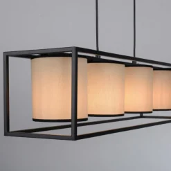 Lampes En Tissu-Luminaires Leuchten Direkt Suspension Leuchten Direkt RAVEN Noir, 4 lumières
