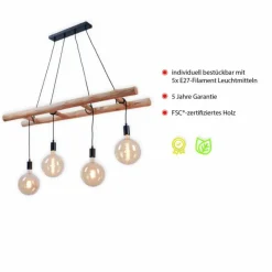Lampes En Bois-Luminaires Leuchten Direkt Suspension Leuchten-Direkt EDGAR Noir, 4 lumières