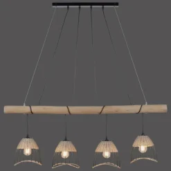 Style Boho-Chic-Luminaires Leuchten Direkt Suspension Leuchten-Direkt REED Noir, 4 lumières