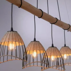 Style Boho-Chic-Luminaires Leuchten Direkt Suspension Leuchten-Direkt REED Noir, 4 lumières