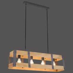 Luminaires Rustiques-Luminaires Leuchten Direkt Suspension Leuchten-Direkt CRATE Bois clair, 4 lumières