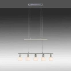 Luminaires Leuchten Direkt Suspension Leuchten-Direkt BENEDIKT Acier brossé, 5 lumières