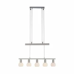 Luminaires Leuchten Direkt Suspension Leuchten-Direkt BENEDIKT Acier brossé, 5 lumières