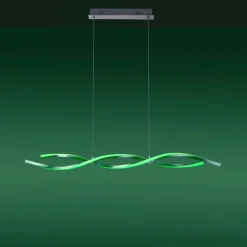 Luminaires Leuchten Direkt Suspension Leuchten-Direkt LOLAsmart-SWING LED Acier brossé, 2 lumières, Télécommandes, Changeur de couleurs