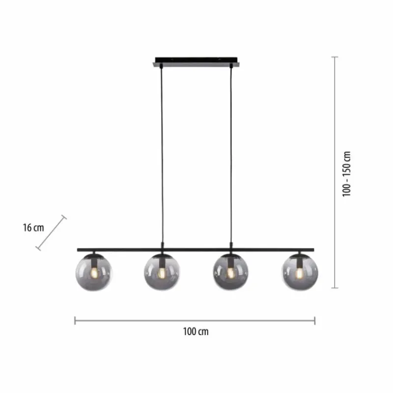 Suspension Verre Fumé-Luminaires Leuchten Direkt Suspension Leuchten-Direkt BIG WIDOW Noir, 4 lumières