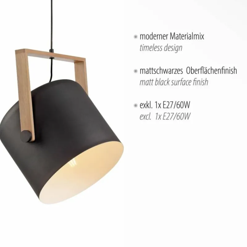 Lampes En Bois-Luminaires Leuchten Direkt Suspension Leuchten-Direkt CUP Noir, 1 lumière