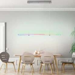 Luminaires Leuchten Direkt Suspension Leuchten-Direkt FELIX60 LED Acier brossé, 2 lumières, Télécommandes, Changeur de couleurs* Éclairage Led