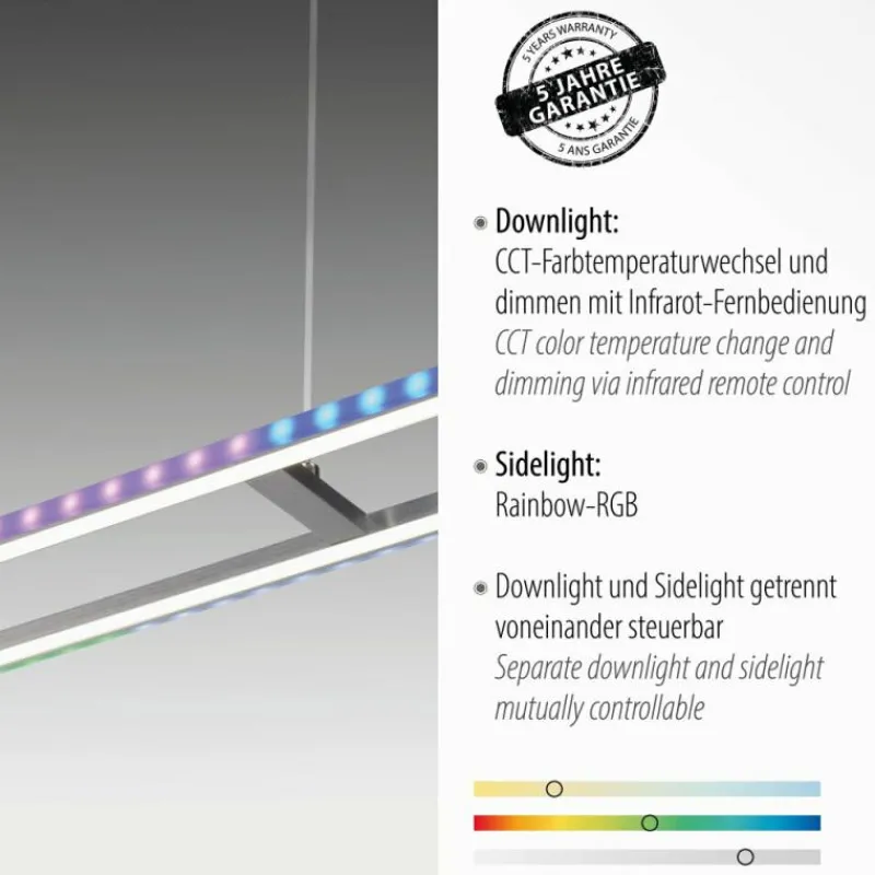 Luminaires Leuchten Direkt Suspension Leuchten-Direkt FELIX60 LED Acier brossé, 2 lumières, Télécommandes, Changeur de couleurs* Éclairage Led