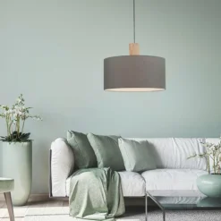 Lampes En Tissu-Luminaires Leuchten Direkt Suspension Leuchten-Direkt LINEN Écru, Noir, 1 lumière