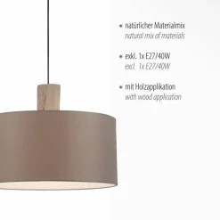 Lampes En Tissu-Luminaires Leuchten Direkt Suspension Leuchten-Direkt LINEN Écru, Noir, 1 lumière