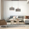 Lampes En Tissu-Luminaires Leuchten Direkt Suspension Leuchten-Direkt LINEN Écru, Noir, 2 lumières
