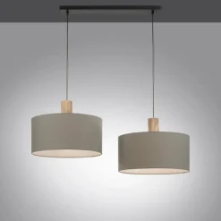 Lampes En Tissu-Luminaires Leuchten Direkt Suspension Leuchten-Direkt LINEN Écru, Noir, 2 lumières