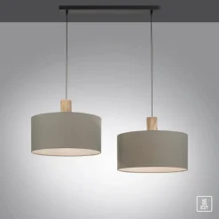 Lampes En Tissu-Luminaires Leuchten Direkt Suspension Leuchten-Direkt LINEN Écru, Noir, 2 lumières