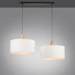 Lampes En Tissu-Luminaires Leuchten Direkt Suspension Leuchten-Direkt LINEN Écru, Noir, 2 lumières