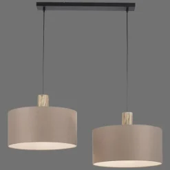 Lampes En Tissu-Luminaires Leuchten Direkt Suspension Leuchten-Direkt LINEN Écru, Noir, 2 lumières