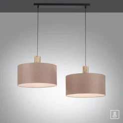 Lampes En Tissu-Luminaires Leuchten Direkt Suspension Leuchten-Direkt LINEN Écru, Noir, 2 lumières