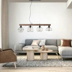 Lampes Vintages & Rétros-Luminaires Leuchten Direkt Suspension Leuchten-Direkt KASKA Bois foncé, Noir, 4 lumières