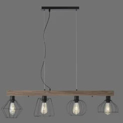 Lampes Vintages & Rétros-Luminaires Leuchten Direkt Suspension Leuchten-Direkt KASKA Bois foncé, Noir, 4 lumières