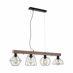 Lampes Vintages & Rétros-Luminaires Leuchten Direkt Suspension Leuchten-Direkt KASKA Bois foncé, Noir, 4 lumières