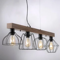 Lampes Vintages & Rétros-Luminaires Leuchten Direkt Suspension Leuchten-Direkt KASKA Bois foncé, Noir, 4 lumières