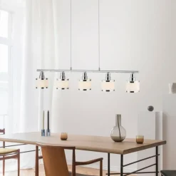 Lampes En Tissu-Luminaires Leuchten Direkt Suspension Leuchten-Direkt ACCOR Argenté, 5 lumières