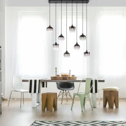 Suspension Verre Fumé-Luminaires Leuchten Direkt Suspension Leuchten-Direkt ZEA Noir, 8 lumières