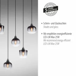 Suspension Verre Fumé-Luminaires Leuchten Direkt Suspension Leuchten-Direkt ZEA Noir, 8 lumières