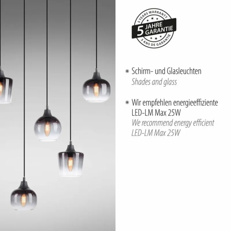 Suspension Verre Fumé-Luminaires Leuchten Direkt Suspension Leuchten-Direkt ZEA Noir, 8 lumières