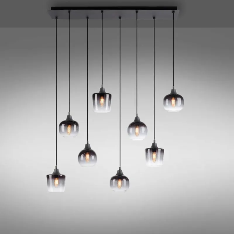 Suspension Verre Fumé-Luminaires Leuchten Direkt Suspension Leuchten-Direkt ZEA Noir, 8 lumières