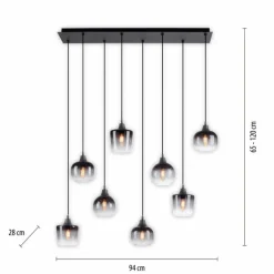 Suspension Verre Fumé-Luminaires Leuchten Direkt Suspension Leuchten-Direkt ZEA Noir, 8 lumières