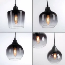 Suspension Verre Fumé-Luminaires Leuchten Direkt Suspension Leuchten-Direkt ZEA Noir, 8 lumières