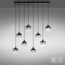 Suspension Verre Fumé-Luminaires Leuchten Direkt Suspension Leuchten-Direkt ZEA Noir, 8 lumières